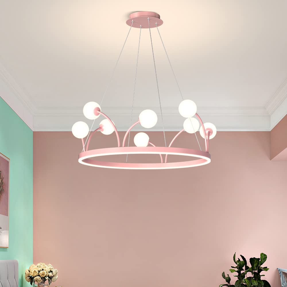 Pokój dziecięcy Żyrandol z koroną Nordic Luksusowy wystrój LED Lampy wiszące Nowoczesny Pokój księżniczki Lampa dziewczęca Salon Sypialnia Lampa wisząca Kreatywne lampy Wizja dnia upamiętniającego