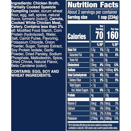 Image of Progresso Traditional Chicken & Herb Dumplings Canned Soup, 18.5 oz | Carrots, celery & chicken in rich chicken broth, 70 calories per serving, No artificial flavors, No added MSG