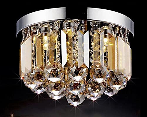 Image of GA Crystal Glass Chandelier /Ceiling Light, Led Light, Crystal Chandelier for Banquet Hall, Living Room, Restaurants, Hotels, Temples (35cm, Yellow)