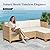 SUNSHINE VALLEY Small Patio Furniture Set, 3 Piece Wicker Outdoor Patio Conversation Set, Outside L-Shaped Sectional Sofa Couch with Chaise Lounge and Coffee Table for Porch Balcony Deck