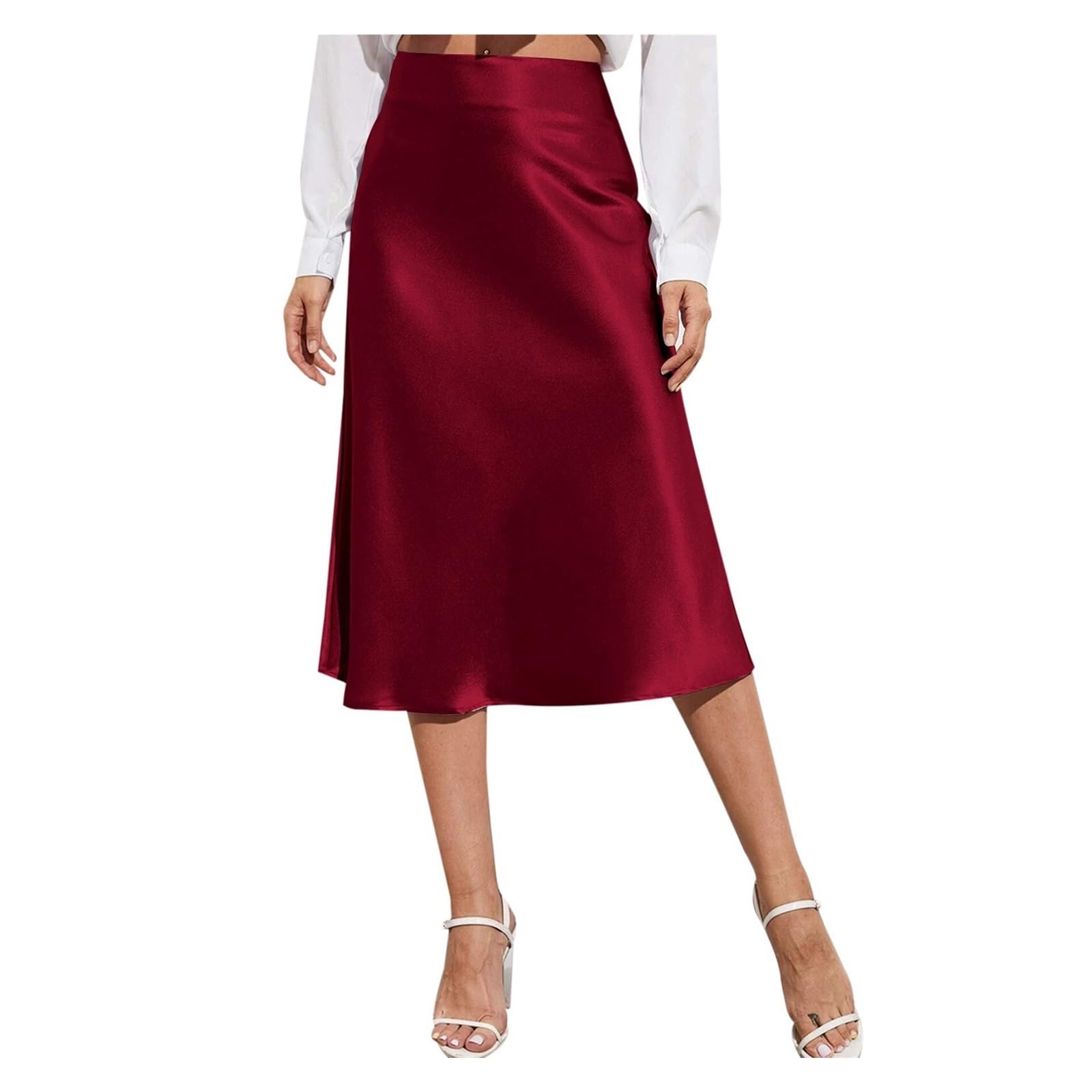 Jupe de bureau en satin fluide pour sublimer la taille - 7