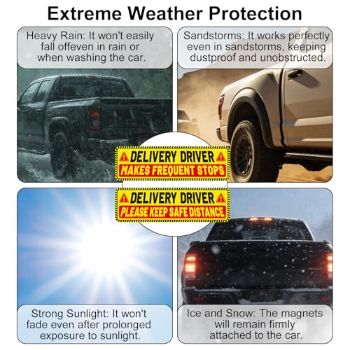 Image of 4pcs Delivery Driver Car Magnet Signs, 25x7.6cm /10x3 Inch