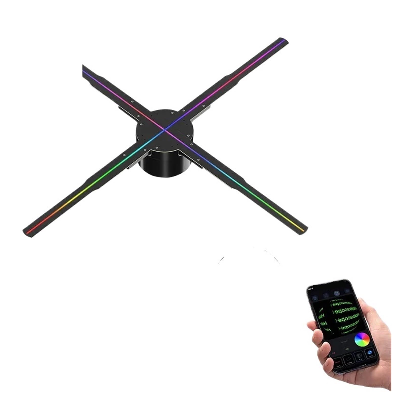 Wentylator holograficzny 3D, Projektor Holograficzny 3D Z Wentylatorem LED Reklama Logo Światło Zdalne Wyświetlacz Lampa(P50)