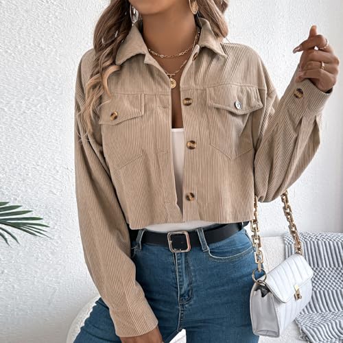 Crewneck High Neck Corduroy Coat for Women Fall Winter Long Sleeve Hooded Jackets Hoods Coats Women 20252