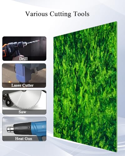 Image of TOEPODO Pearl Cast Acrylic Sheets Pearlescent Glitter Acrylic Sheet 1 /8 Thickness Acrylic Sheets for Laser Cutting for Art Design DIY Crafts /Home Deco (3, Deep Green, 8x12 Inch)