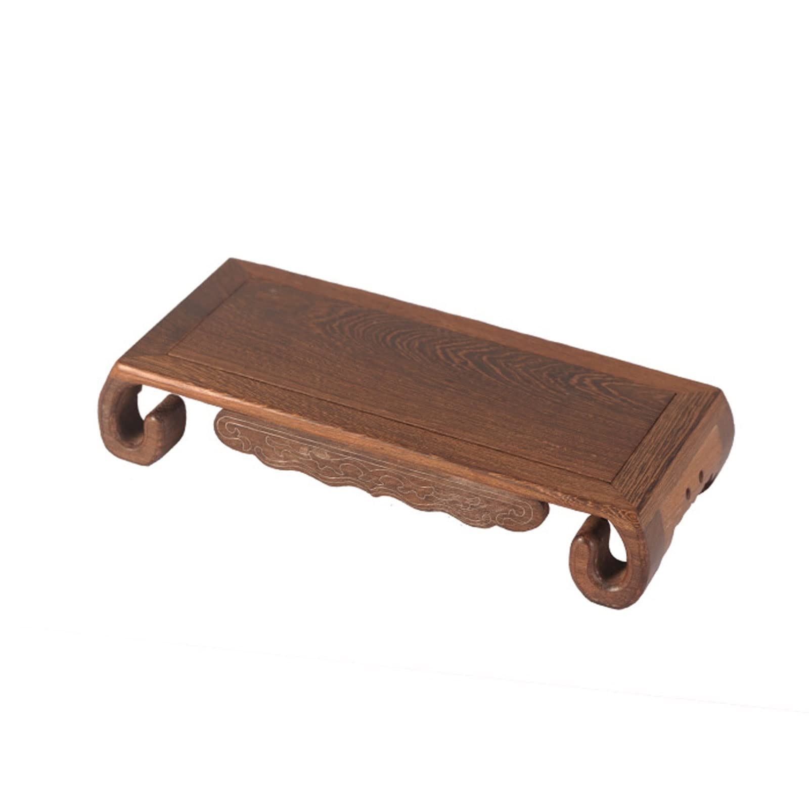 MPOPO Bonsai Pedestal Rectangular Scroll Teapot Base Buddha Statue Vase Wooden Potted Plant Bonsai Vase Display Stands Pedestal Base(A)