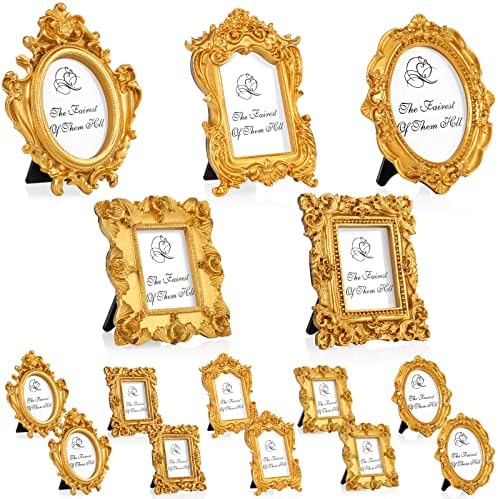 Maitys 15 Pcs Mini Picture Vintage Frames with Stands Tiny Antiqu...