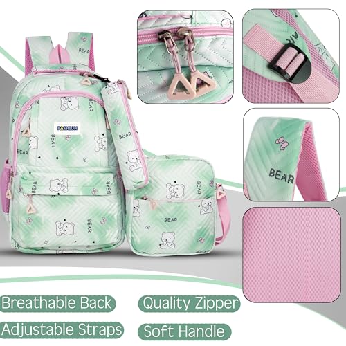 Image of Storite 3 PCS Kids School Backpack Set for Girls & Boys | 17 Inch Lightweight Backpack with Lunch Box & Pencil Case | Bear Print School Bag for Elementary, Middle & High School