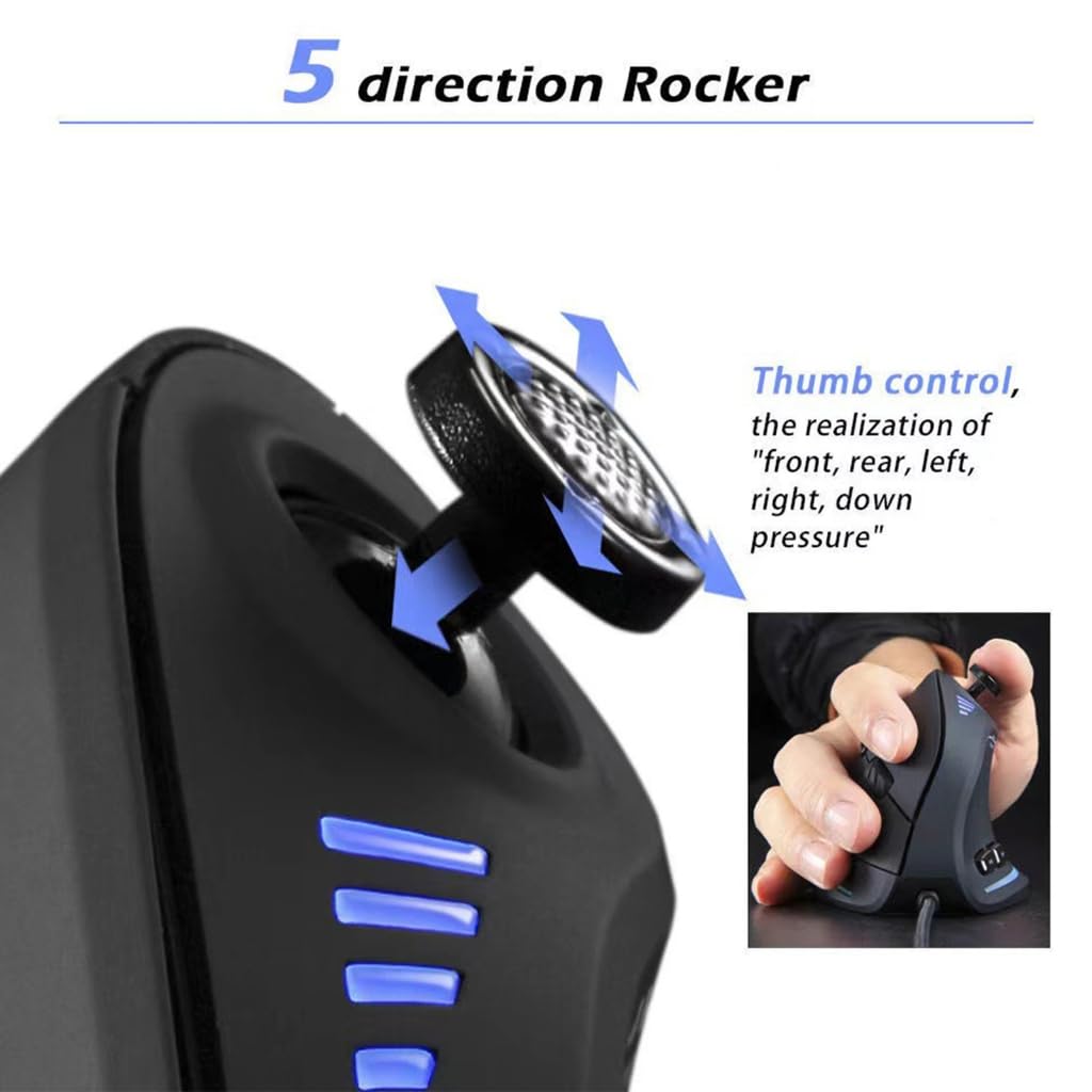 Pionowa mysz do gier pionowa ergonomiczna mysz z regulacją joysticka