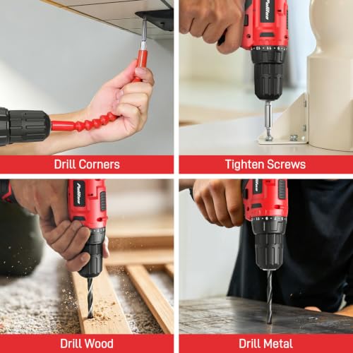 PULITUO 299-Piece Home Tool Set w/ 12V Cordless Drill & Toolbox w/ Drawer - image 5