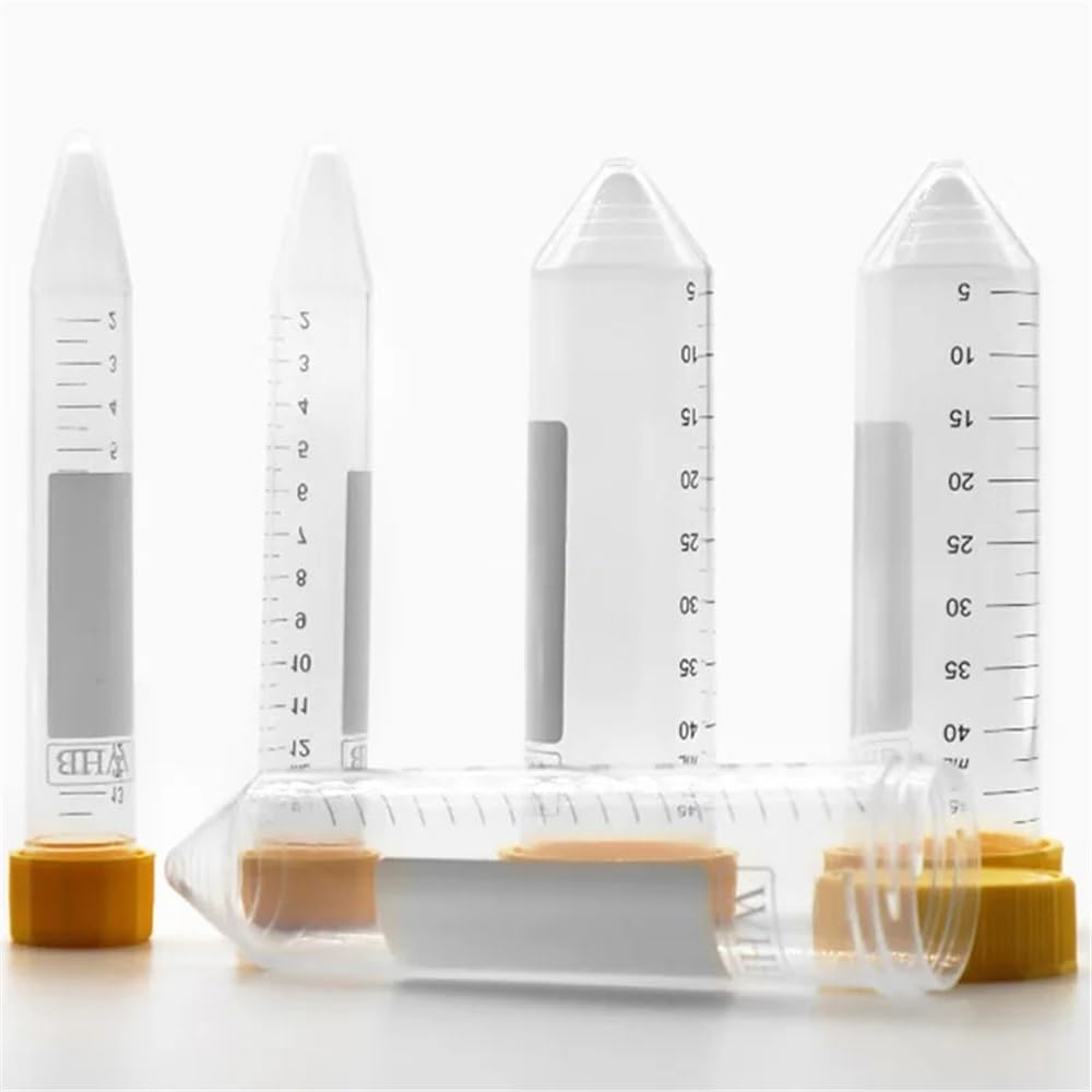 Lot de 25 tubes à centrifuger à fond pointu en plastique de 25 ml avec graduations et raccords de laboratoire(50ml-25pcs-Flat)