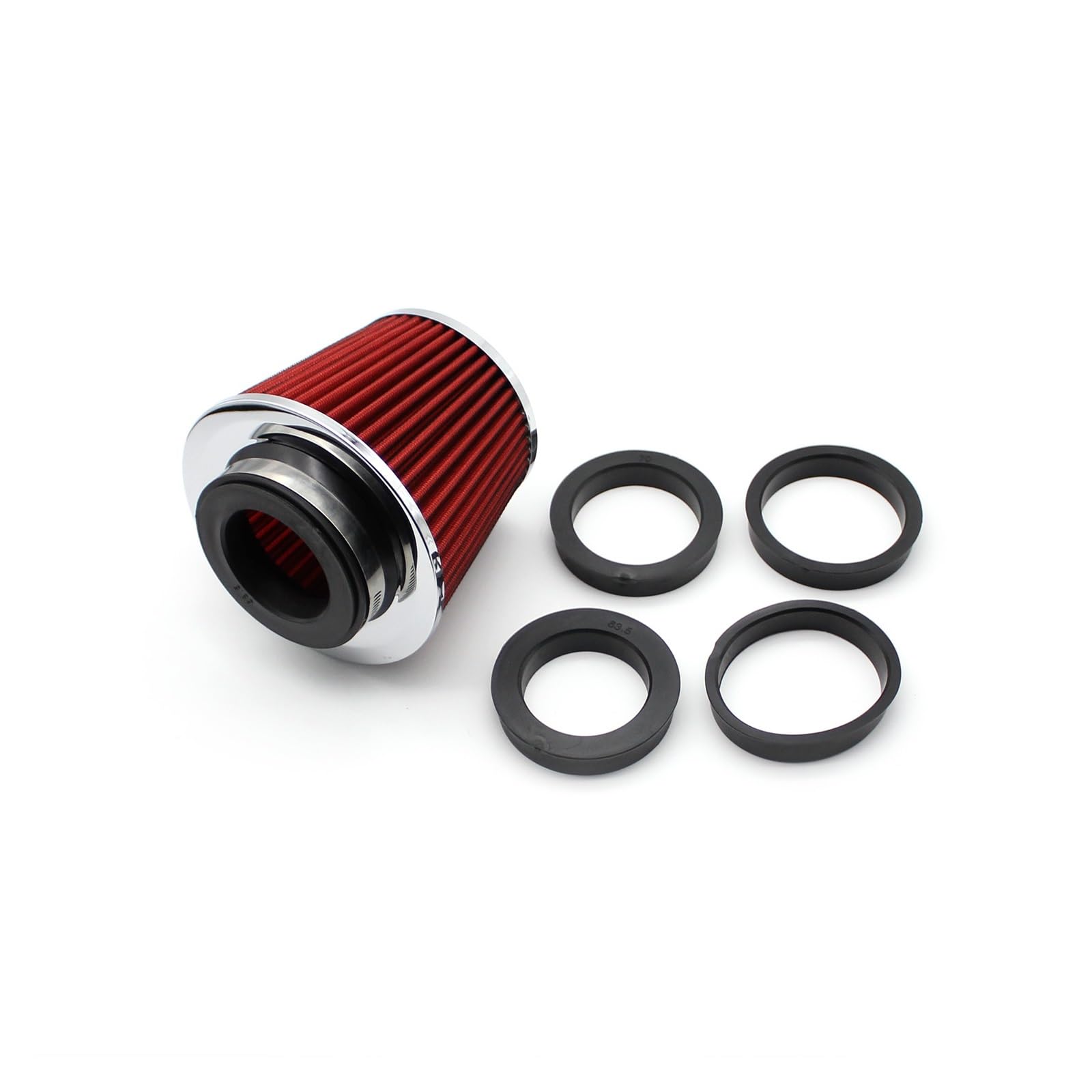 Filtro De Aire Coche Para Entrada Aire Motor Coche Carreras Deportivo 90 80 76 70 63MM Filtro Alto Flujo Filtros Universales Frío 2,5 3 "3, Pulgadas(Red)
