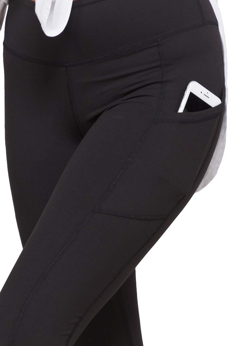 Ashen Fane Full Length High Waist Super Soft Workout Yoga Fitness Pants with Pockets, Black, Small