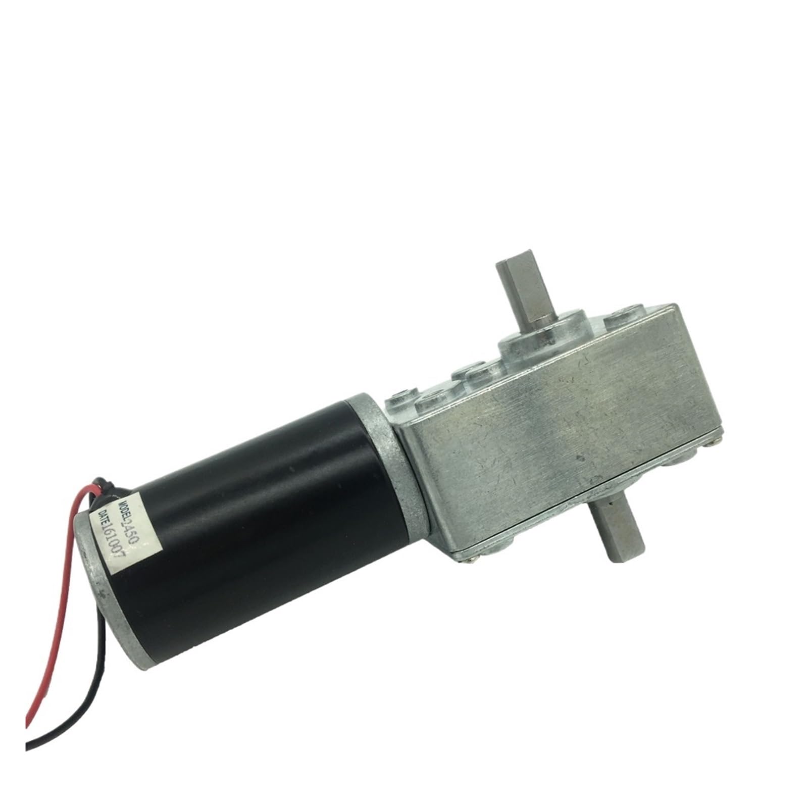 Schneckengetriebereduktionsmotor 12 V Doppelwellen-Gleichstrommotor mit Schneckengetriebe, hohes Drehmoment, 70 kg/cm², 24-Volt-Motor, D-Wellen-Schneckengetriebe, umkehrbar(24v 27rpm,Package A)
