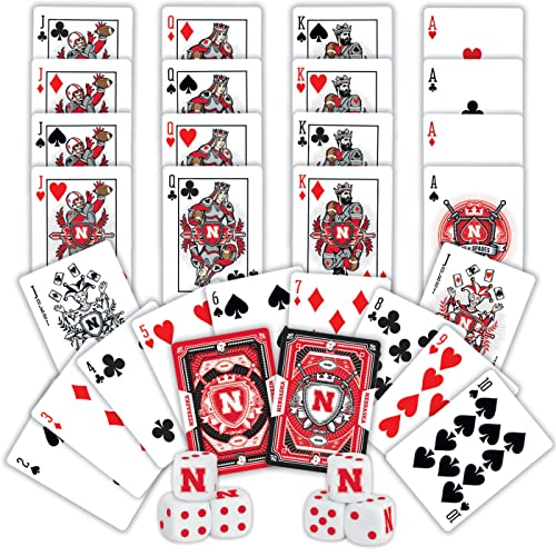 Image of MasterPieces Game Day - NCAA Nebraska Cornhuskers 2-Pack Playing Cards & Dice Pack - Officially Licensed Set for Adults and Family