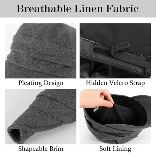 Gorra Newsboy Ababalaya de lino transpirable con visera ajustable miniatura 5