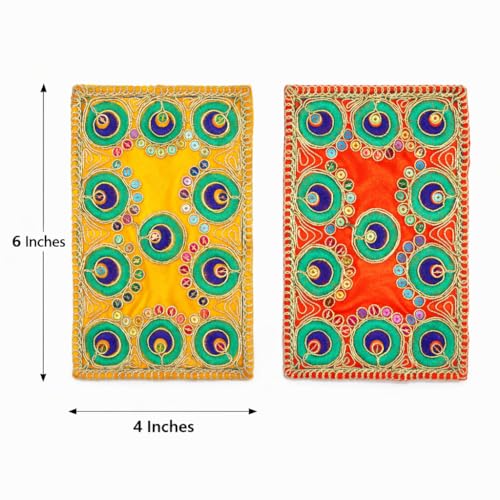 Set of 6 Mat Aasan Velvet Pooja Cloth Small Aasan Cloth (Size:-6 Inch X 4 Inch) for Multipurpose Indian Traditional Housewarming Festival Laxmi Poojan Ganesha Decorations Temple Pooja Article Laxmi