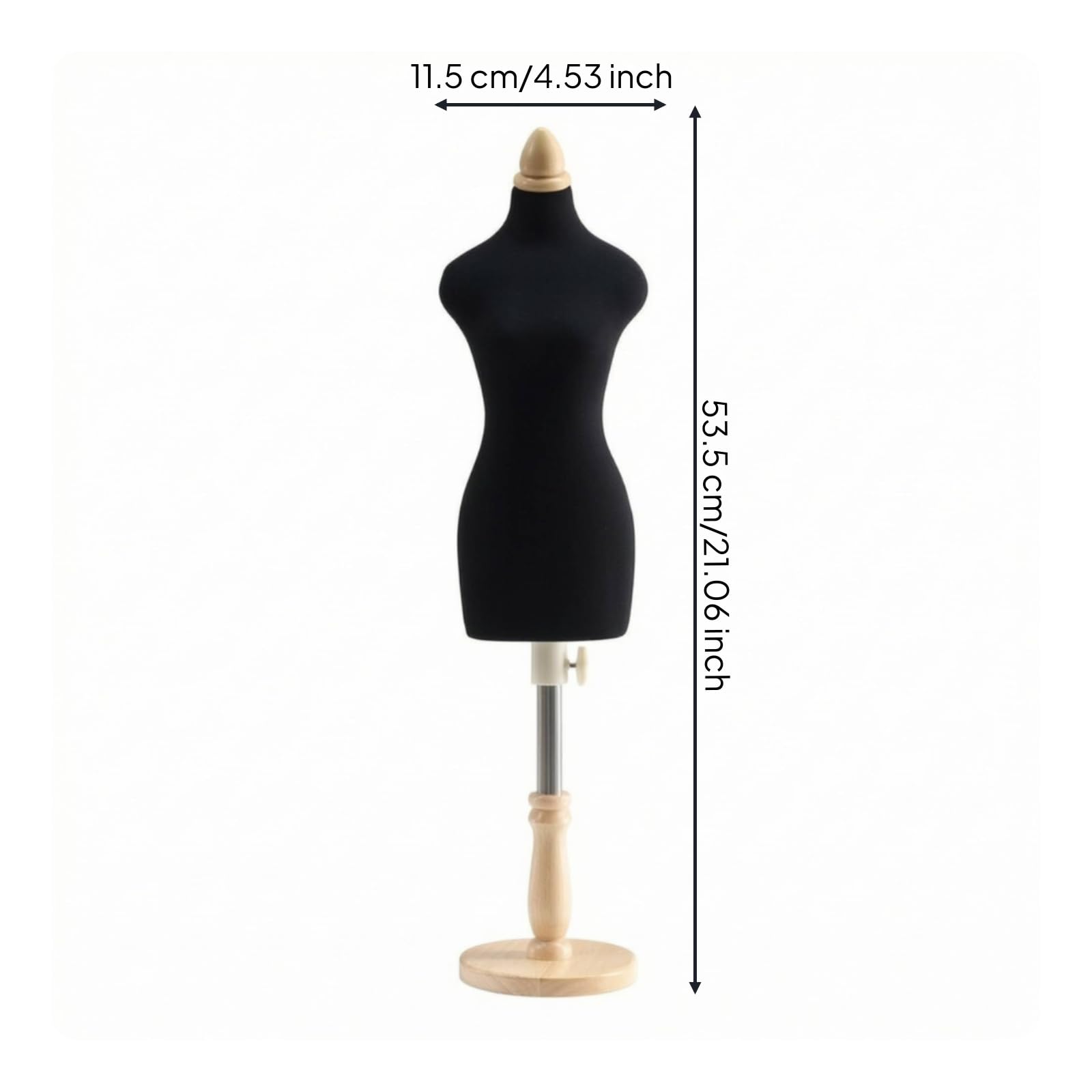 Manichino da Sartoria con Supporto In , Manichino Da Sarto In Scala 1/4 Con Base Rotonda In Legno Massello
