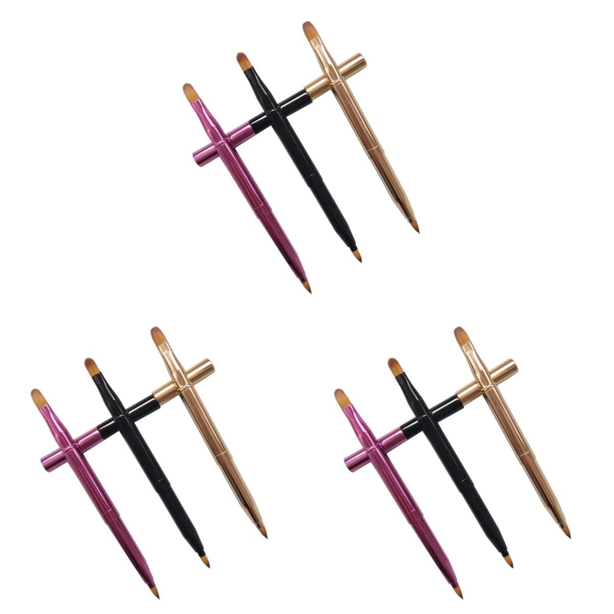 FRCOLOR 9pièces Pinceaux à Rétractables Double Extrémité Applicateurs De Maquillage Pour Et Noir