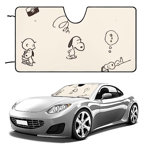 スヌーピー 車 サンシェード 日除け フロントサンシェード 軽自動車 Blosun 遮光 断熱 防熱 吸盤4個付 夏用 簡単取り付け 人気 キャラクター かわいい