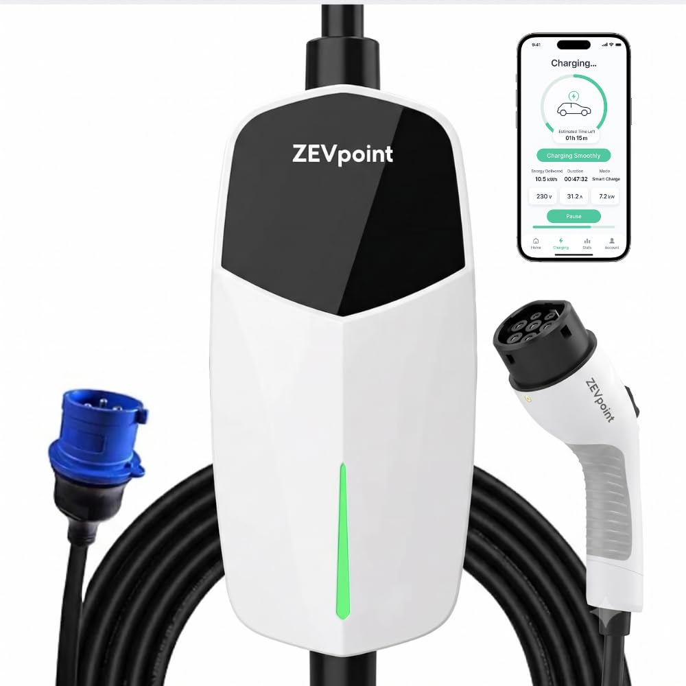 Zevpoint 7.5 kW EV Charger | Carry Bag + Wall Bracket + CEE Socket | 32A, Waterproof | 5m Length, 3” Display, App Control | Adjustable Power | Auto Cut, Overload & Earthing Protection (Dash 2.0) — Amazon image 11