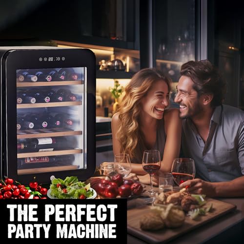 Image of ROCKWELL 23 Bottle Wine Cooler, 65L Freestanding Refrigerator, Digital Temperature Control Fridge for Red, White, Champagne, or Sparkling Bottle (RWNS23)