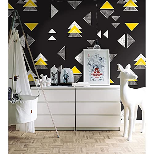 Papier peint triangles dessinés 250x250 cm déco murale auto-adhésive Magic-Stick salon