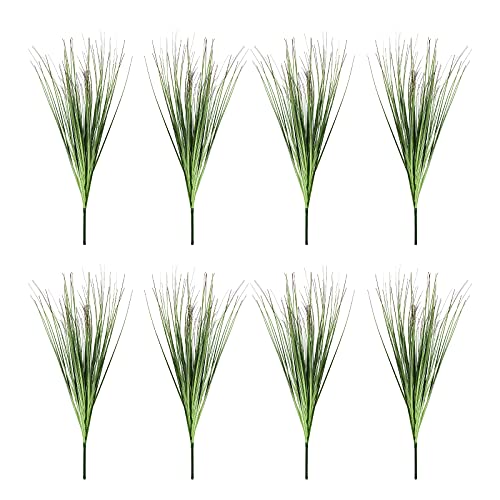 Artificial Plants 8 Pcs Artificial Onion Grass Bushes 23.6'' Plastic Wheat Grass Faux Greenery Shrubs Uv Resistant Plants For Indoor Outdoor Home House Office Room Garden Decor (Green) #TOP7