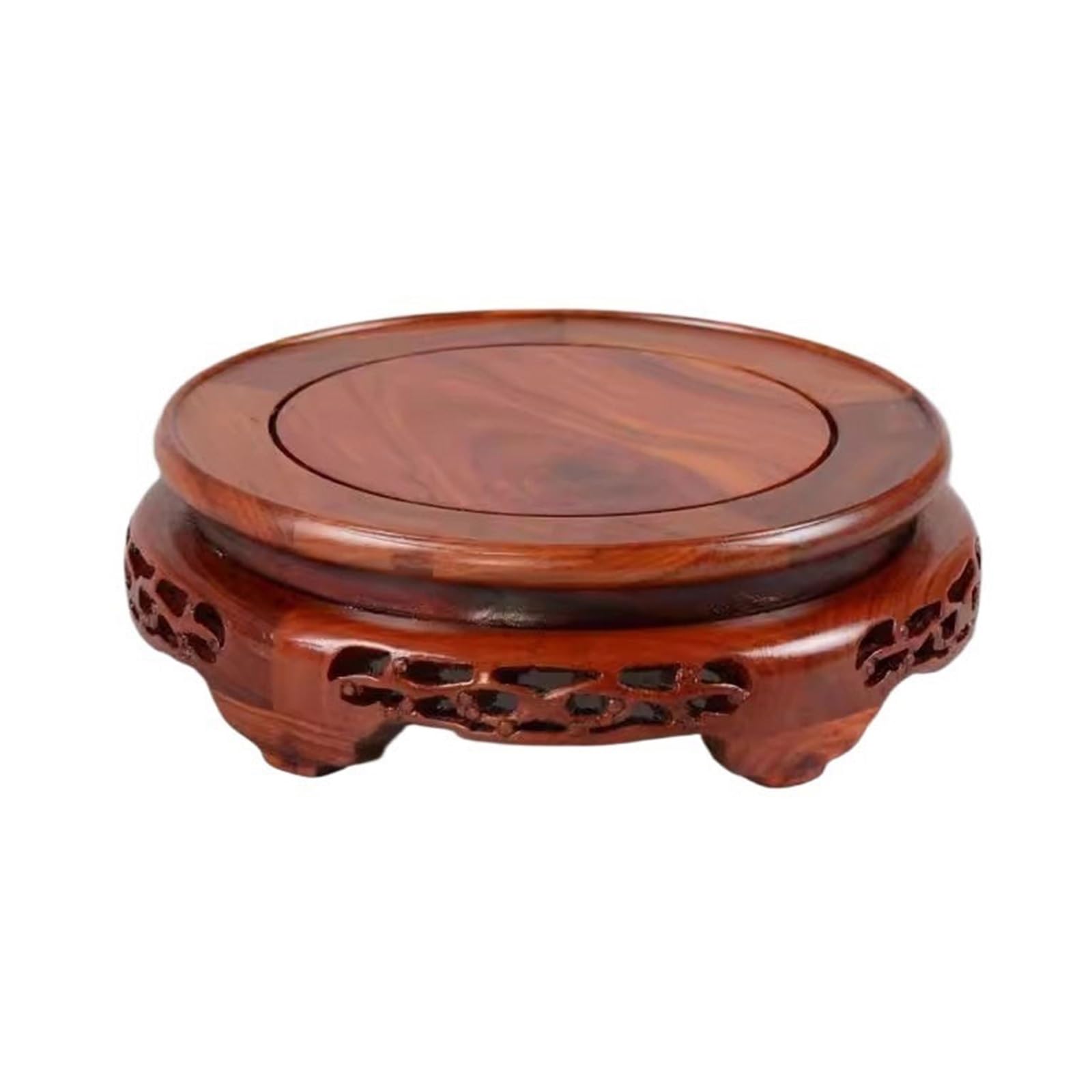 LJHFG63KUYT Pedestal Decor Chinese-style Red Sandalwood Base with Openwork Carving, for Strange Stones Vase Teapots Indoor Holder(Large)