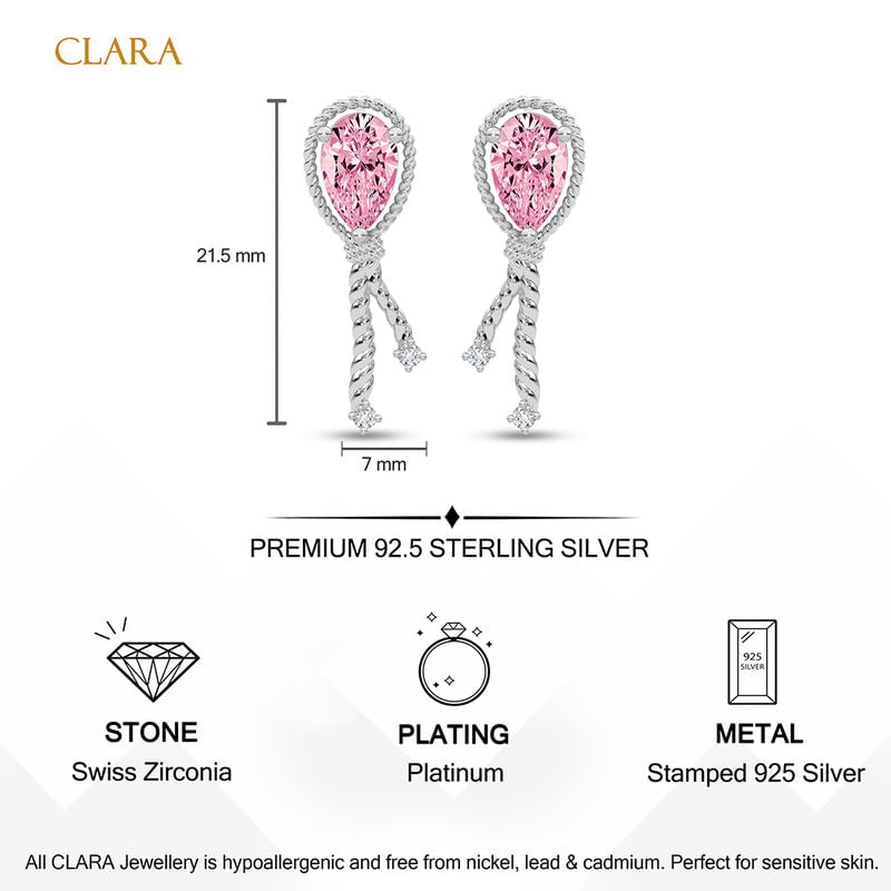 Image of CLARA 925 Sterling Silver Stud Earrings | Platinum Plated | Daily Wear |Gift for Women and Girls