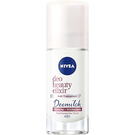 nivea deo beauty elixir roll on 40 ml pflegendes antitranspirant mit antibakteriellem schutz 48h deodorant mit deomilch aus milchessenz und vitaminen amazon de beauty