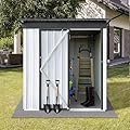 5x3 FT Galvanized Steel Garden Shed, Simple & Sturdy Outdoor Storage with Sloped Water-Resistant Roof for Secure Backyard, Patio & Garage Storage, White