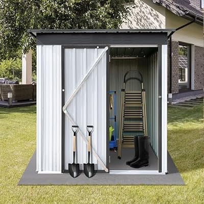 5x3 FT Galvanized Steel Garden Shed, Simple & Sturdy Outdoor Storage with Sloped Water-Resistant Roof for Secure Backyard, Patio & Garage Storage, White