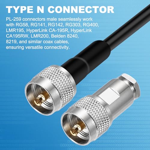 Conectores de abrazadera UHF macho con rosca PL259 de alta conductividad RF 4