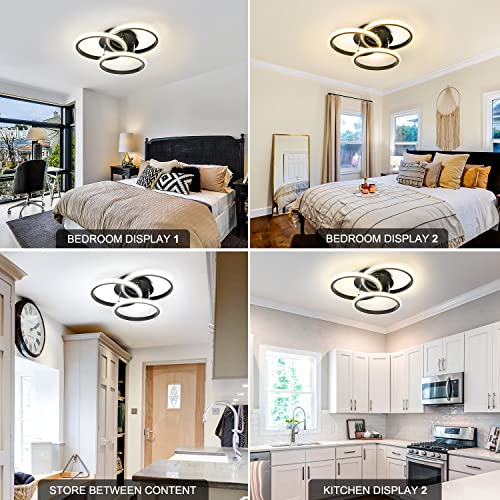 15.74In Dimmable Led Modern Flush Mount Ceiling Light Fixture With Remote Control, 3000K-6500K 3-Color Dimming Circle Modern Chandelier, Close To Ceiling Bedroom Kitchen Hallway Cloakroom Lamp #TOP4
