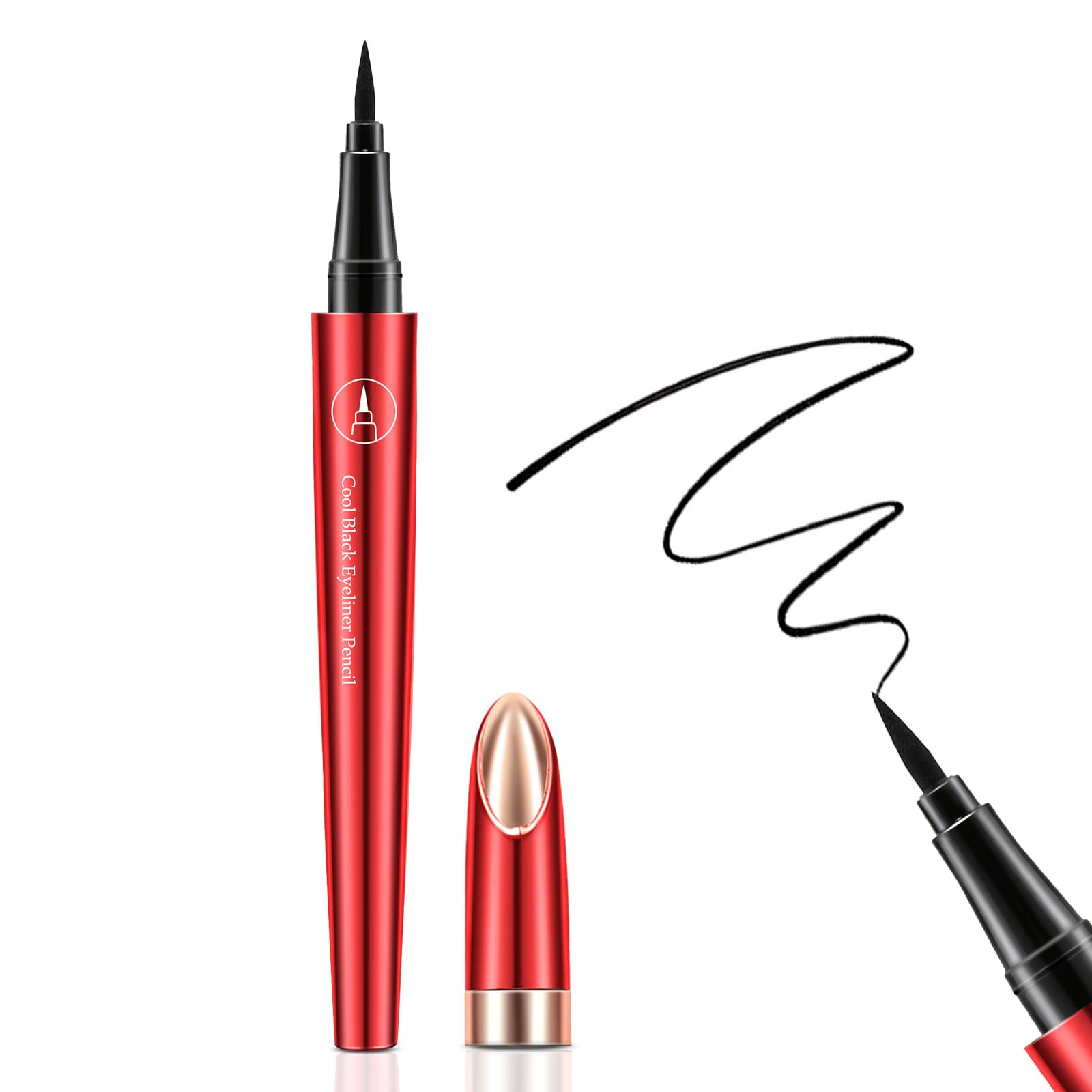 Apooliy Eyeliner Eyeliner Negro, Lápiz de ojos con punta fina, Delineador de ojos líquido de larga duración resistente al agua Lápiz de ojos líquido de secado rápido, Maquillaje de ojos para mujeres