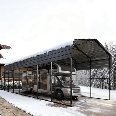 Sophia & William 14x35x13FT Heavy-Duty RV Carport Extra-Tall Shelter for Class A/B/C RVs, Trailers & More (Galvanized Steel Roof), Dark Grey
