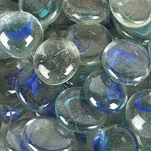 Image of Color Stone Decorative Shiny Glossy Flower Glass Pebbles for Vase Fillers Plant Pots Home Table Garden & Outdoor Decoration (Clear Sky Blue 4Kg)