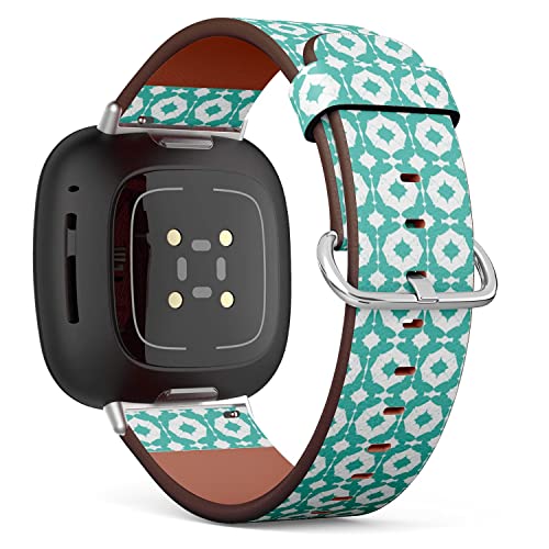 CJBROES Replacement Leather Watch Band, Compatible with Fitbit Versa 3 and Fitbit Sense of Wristband Bracelet Accessory - Aqua Green Butterfly