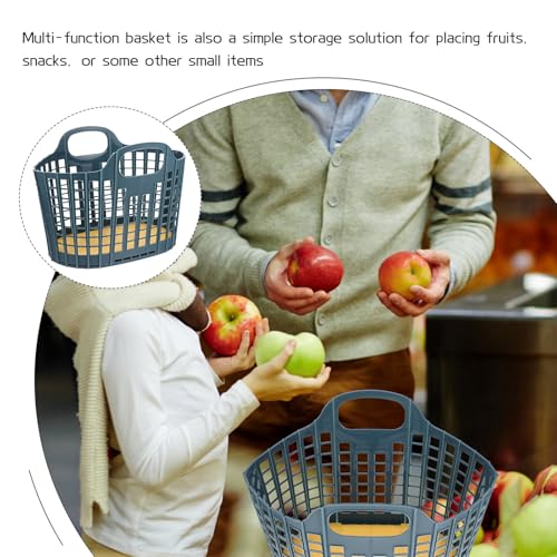 Cesta rectangular plegable de plástico con asa para organizar frutas y verduras en el hogar 7