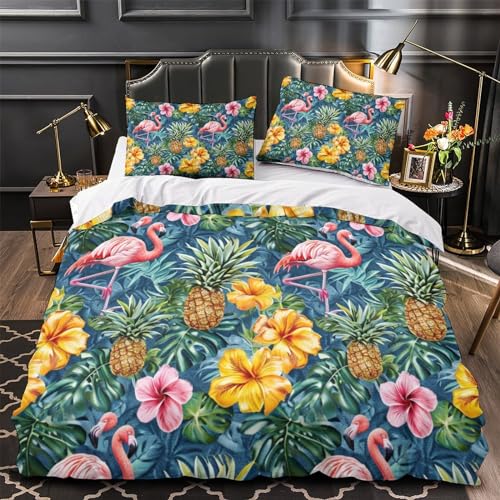 Housse de couette fleurs 3D fermeture éclair parure microfibre imprimée 260x220 - 4