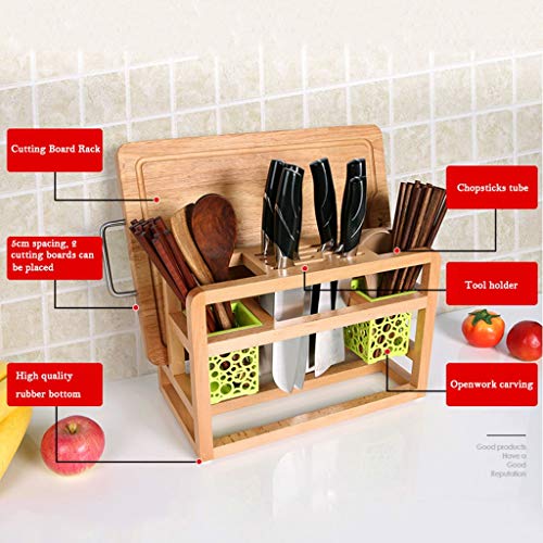 Kitchen Storage Cart Double-Layer Kitchen Rack Multi-Function Knife Holder Cutting Board Rack Kitchen Storage Rack Multi Utility Cart #TOP5