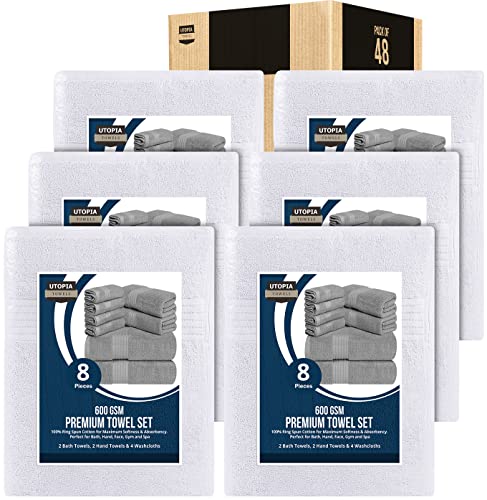 Utopia Towels 48-Piece Premium Towel Set, 12 Bath Towels, 12 Hand Towels, 24 Wash Cloths
