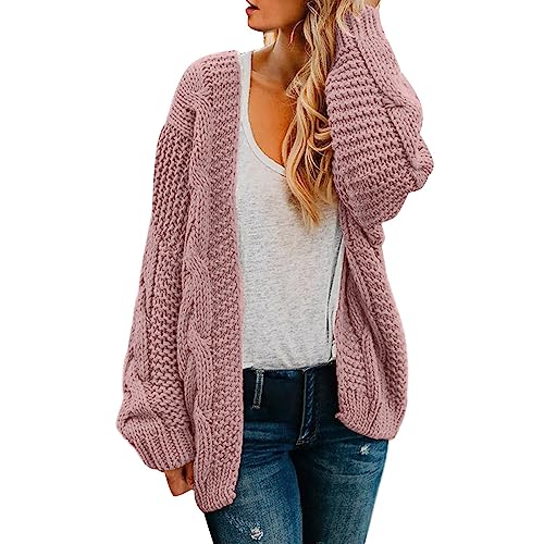 Strickjacken für Damen, vorne offen, lange Ärmel, Grobstrick, Midi, lange Strickjacke mit Taschen, übergroßer Pullover, Mäntel, locker, einfarbig, Pullover, Outwear, Mantel, lässig, Herbst, Winter