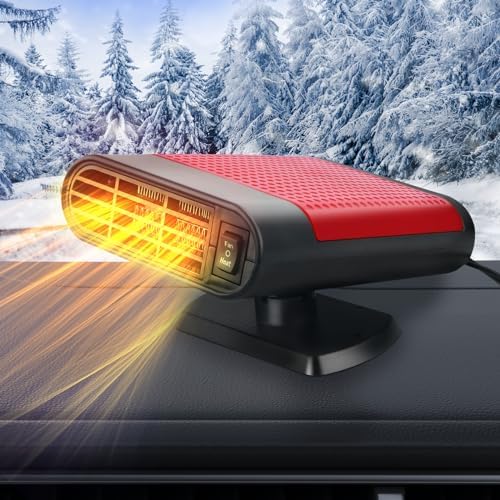 Car Heater,12V Portable Car Heater Car Heater That Plugs into Cigarette LighterWindshield Defogger and Defroster for All Kinds of 12V Vehicle (Red Black)