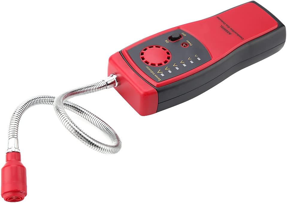 SMART Sensor AS8800L Portable Flammable Gas Detector and Natural Gas Leak Analyzer with Long Flexible Stainless Steel Probe Audible and Visual Alarms and Adjustable Sensitivity