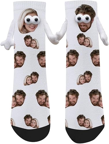 Yopicks Calcetines personalizados tomados de la mano con foto, calcetines personalizados con manos, calcetines divertidos regalos para novio y
