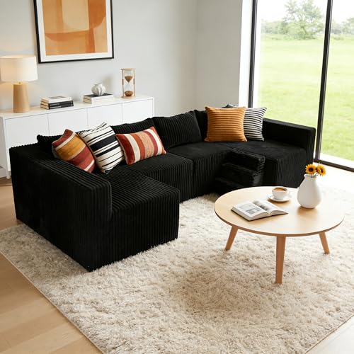 Image of Claiks 128 inch Boneless Couch Couches for Living Room, Oversized Sofa, Black