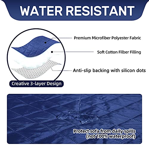Hdcaxkj Sectional Couch Covers For Dogs 3-Pieces Water Resistant Quilted L Shape Sofa Cover For Living Room Pet Friendly Slipcovers Set Anti Slip L-Shaped Furniture Protector (Navy Blue, X-Large) #TOP2