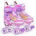 Hozzen Roller Enfant Fille Ajustable 38-41, Roller Quad avec Roues Lumineuses et Sac de Patin a Roulette Fille, Roller Skates for Kids Ages 6-12 avec Ruban LED, Cadeaux Licorne pour Filles